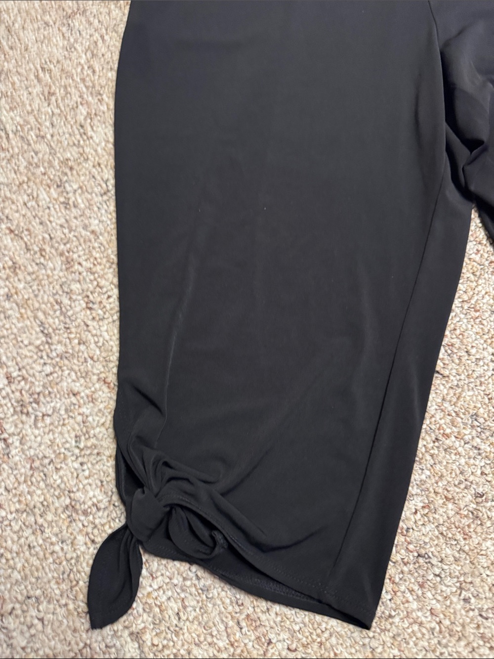 Susan Graver Black Stretch Capri Leggings with tie - Picture 2 of 5